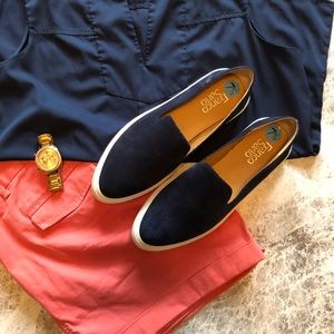 *HP* NWOT Franco Sarto Blue Suede slip-on shoes